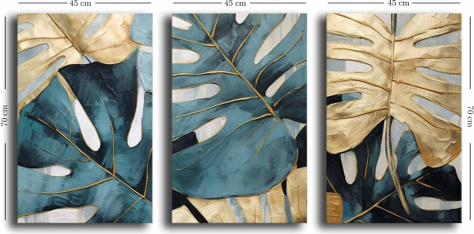 Set pikturash dekorative në kanavacë, shumëngjyrëshe, 3 pjesë, Wallity, 3P4570GSC-014