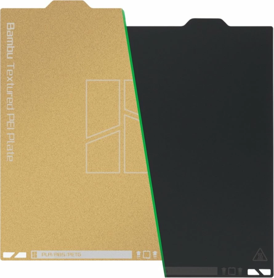 Pllakë PEI magnetike dyanshme BambuLab Bambu Dual-Texture 0.5 mm, për A1 mini series, e artë/zezë