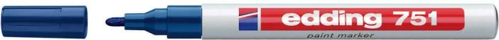Marker llak me shkëlqim Edding 751, majë rrethore 1–2 mm, blu