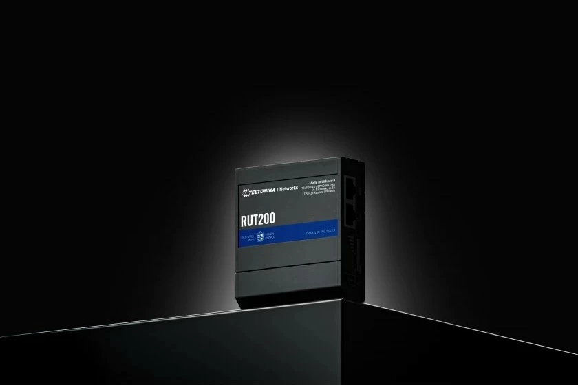 Router celular Teltonika RUT200, 4G LTE, Wi-Fi, 2 porta Ethernet, e zezë