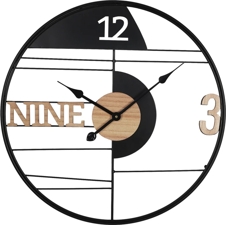 Orë muri Divoso Inart metalike, ngjyrë e zezë, 60x3x60cm