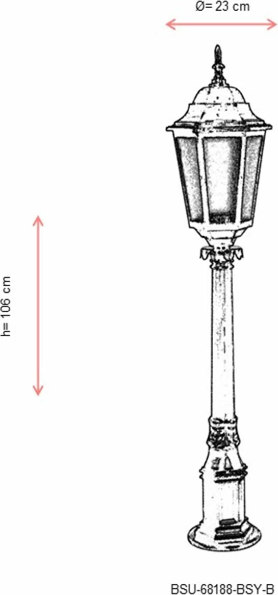 Llambë dyshemeje për jashtë Opviq, BSU-68188-BSY-B, e zezë dhe e bardhë
