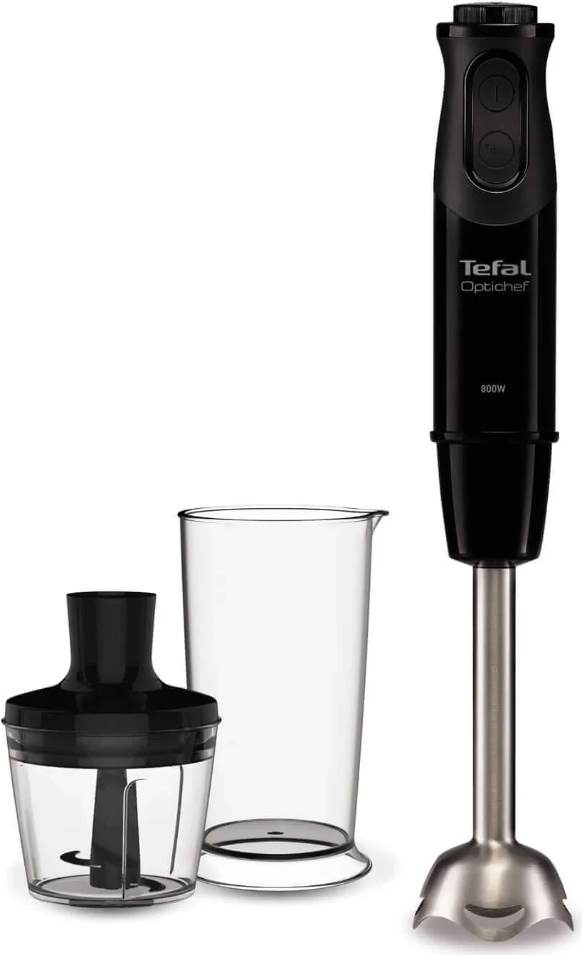 Blender dore, Tefal HB641838, 800 W, 10 shpejtësi + turbo, me gotë matëse 800 ml dhe grirës 500 ml, i zi, set 2 pjesë