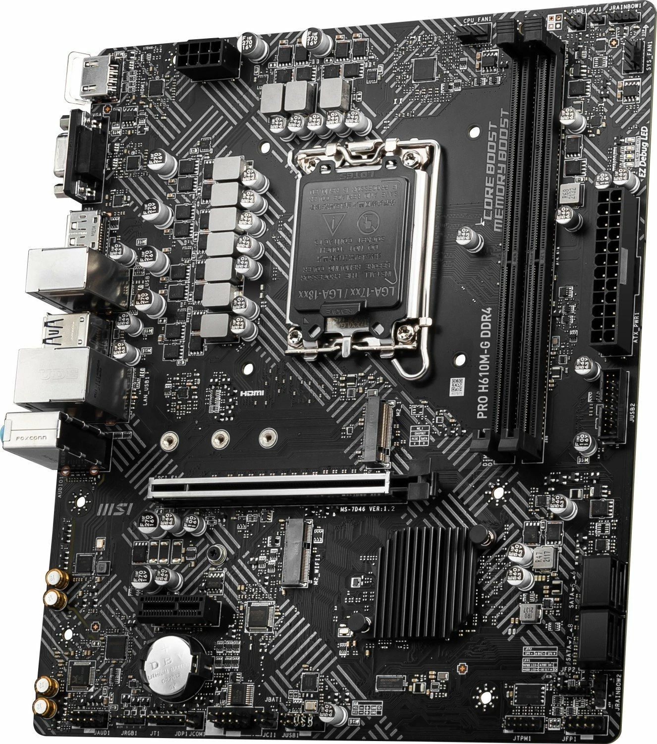 Pllakë amë MSI PRO H610M-G DDR4, 64GB max, e zezë