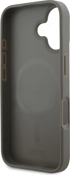 Mbështjellës DKNY për iPhone 16, MagSafe, lëkurë eco, Bezhe