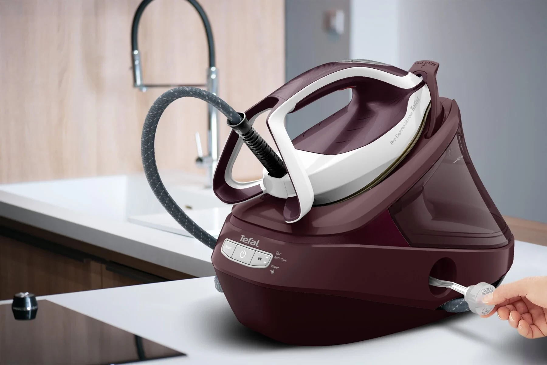 Hekur me gjenerator avulli, Tefal Pro Express Ultimate II GV9721E0, 3000W 7.9 bar, goditje avulli 600 g/min, vjollcë