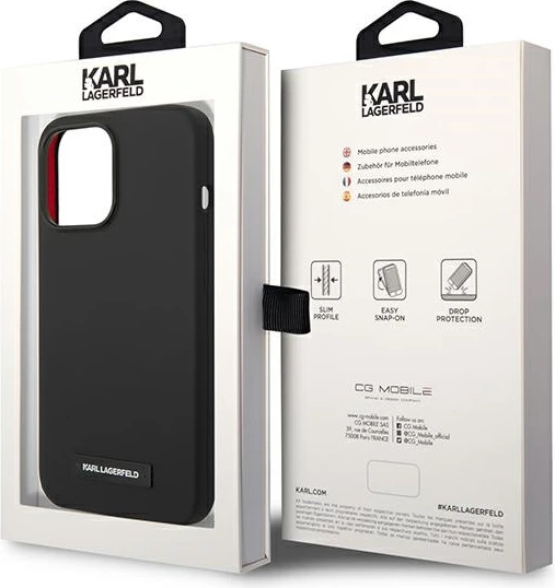 Mbështjellës Karl Lagerfeld KLHMP14XSLMP1K për iPhone 14 Pro Max 6.7", silikon, MagSafe, zi