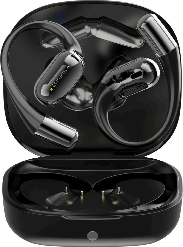 Kufje 4smarts SkyBuds AI Screen, Bluetooth, open-ear, 28h playback, e zezë