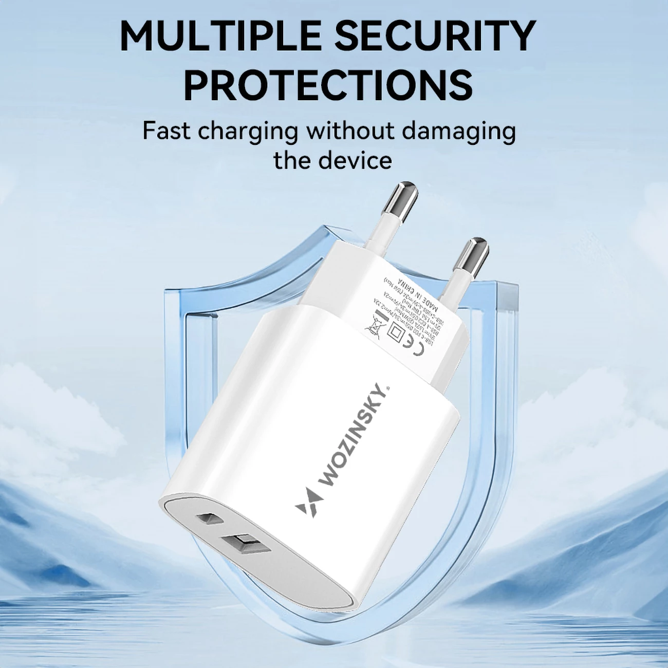 Karikues muri Wozinsky WGWCW, 20W, 2 porta USB-A/USB-C, i bardhë