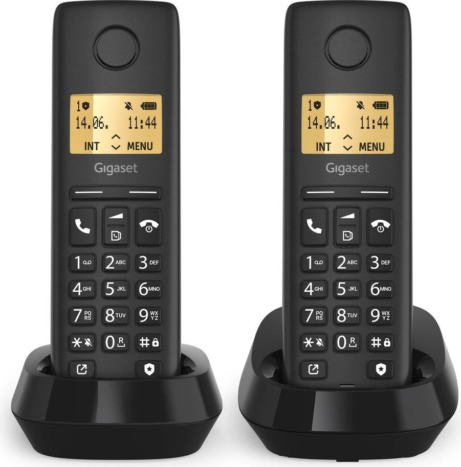 Telefon pa tela Gigaset Pure 100 Duo, i zi, set prej 2 copë