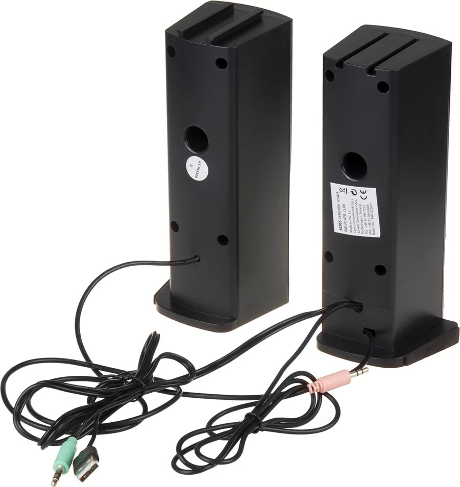 Kasë altoparlantë AUDIOCORE AC955 me RGB LED, 2x3W, USB, AUX 3.5mm, e zezë