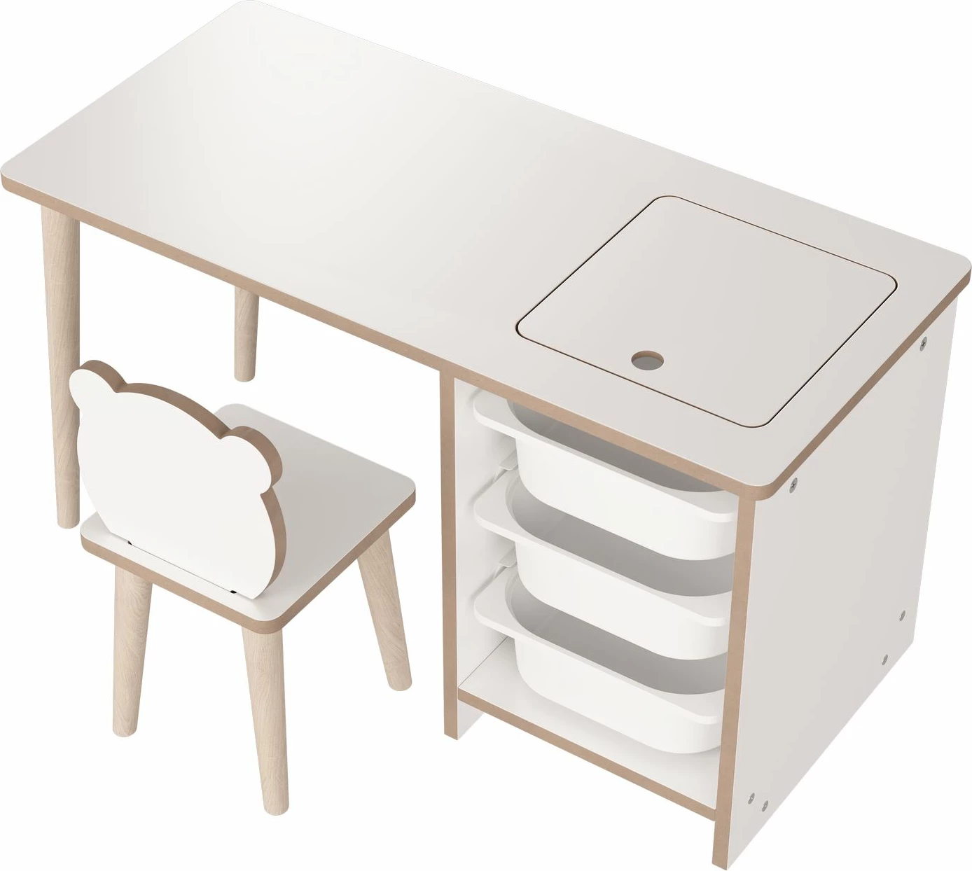 Set tavoline me karrige për fëmijë, Hanah Home, Soho, e bardhë