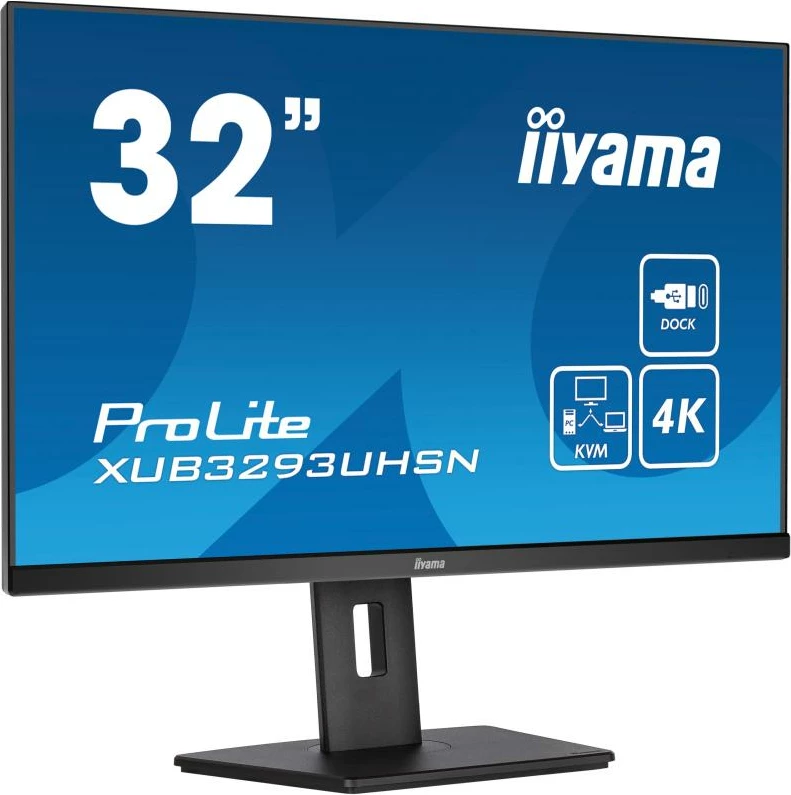 Monitor iiyama XUB3293UHSN-B5 32" 4K IPS USB-C dock me karikim, KVM, LAN e zezë