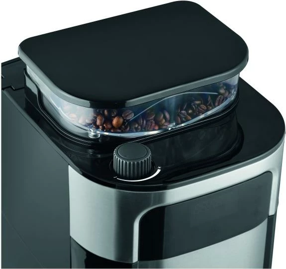 makinë kafeje Severin KA 4813 me bluarëse inoksi, 1.25L, ekran me prekje dhe timer, e zezë argjendtë