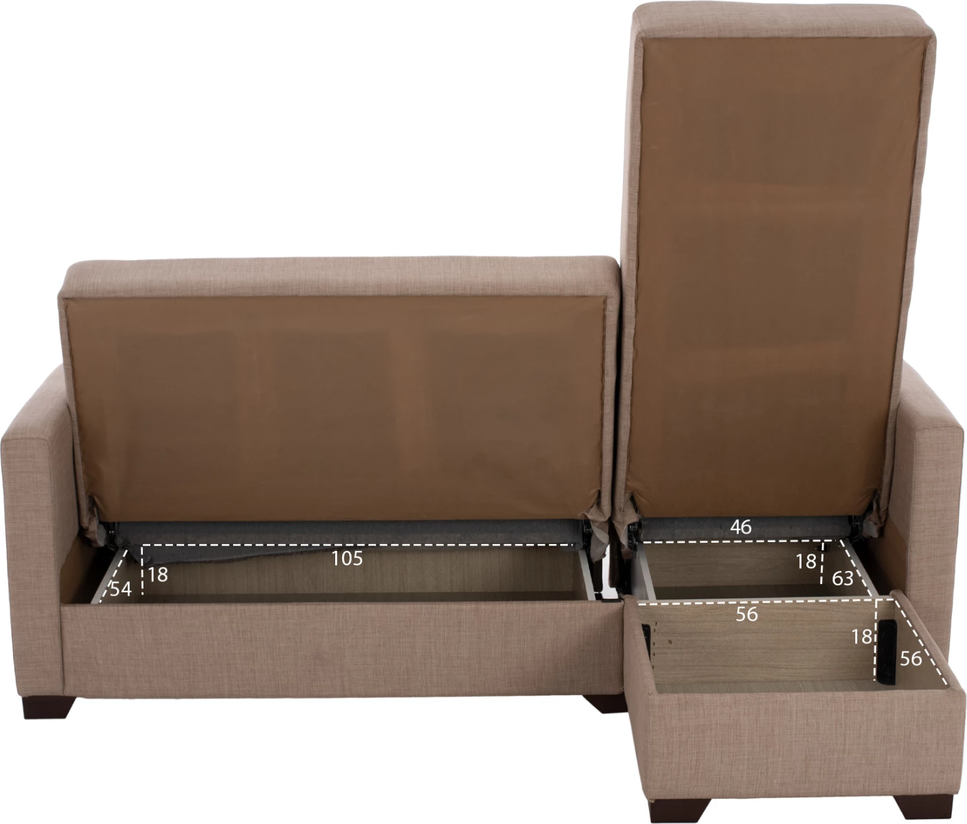 Divan qoshe, shtrat, i kthyeshëm, FH3244.04, 200x133x77 cm, bezhë