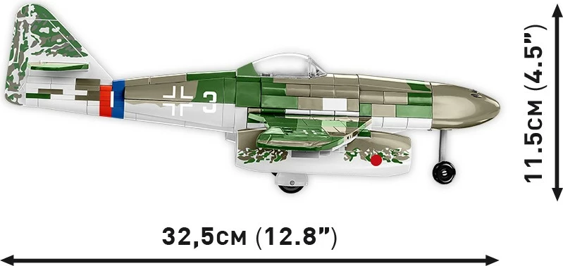 Set ndërtimi Cobi Klocki Messerschmitt Me262 A-1a, 390 pjesë, me figurë piloti, Jeshile/Gri
