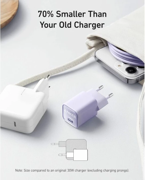 Karikues USB-C ANKER Nano 3 (511) 30W GaN A2147G21, i bardhë