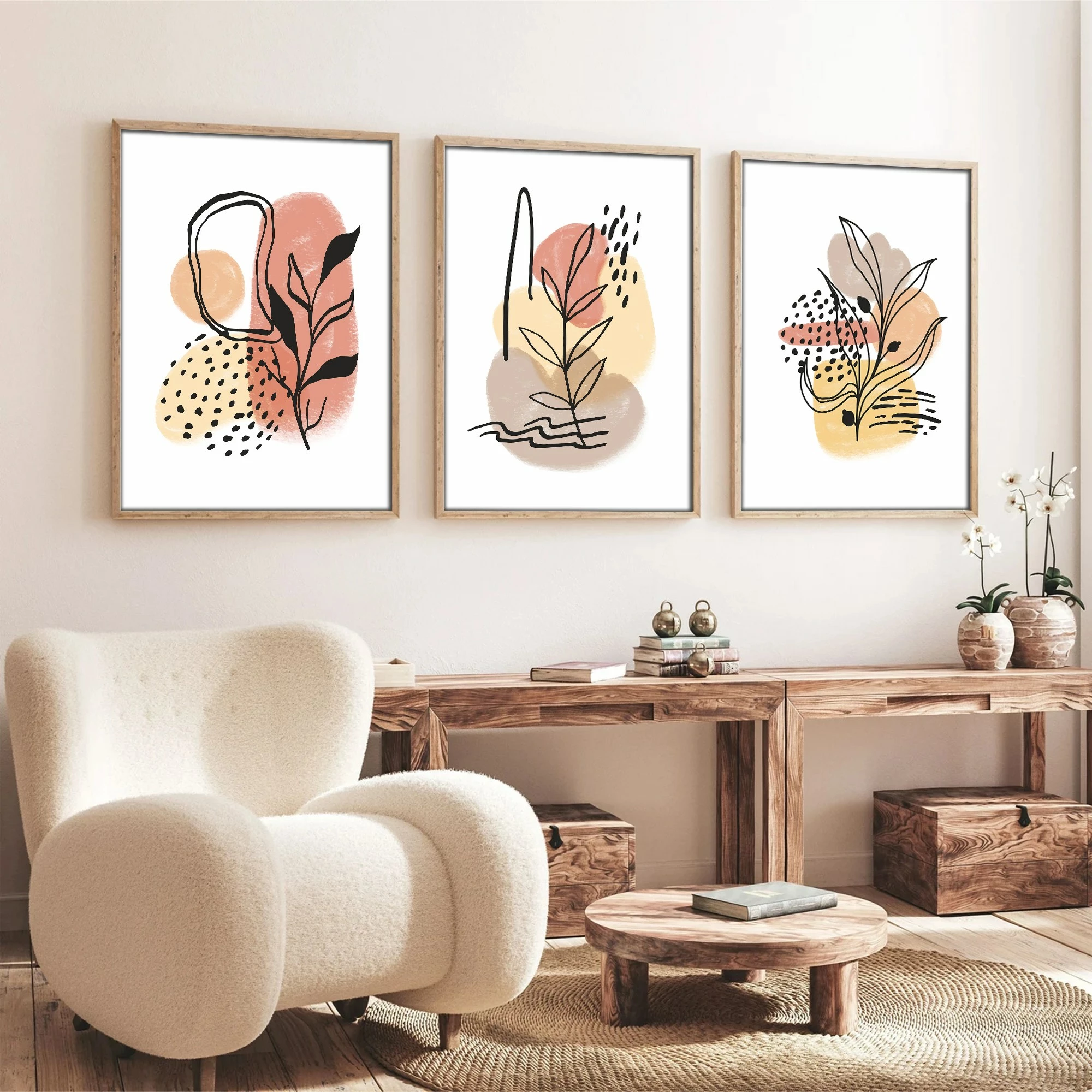 Set pikturash dekorative me kornizë, MDF, shumëngjyrëshe, Wallity, Huhu226, 20x30cm (3 copë)
