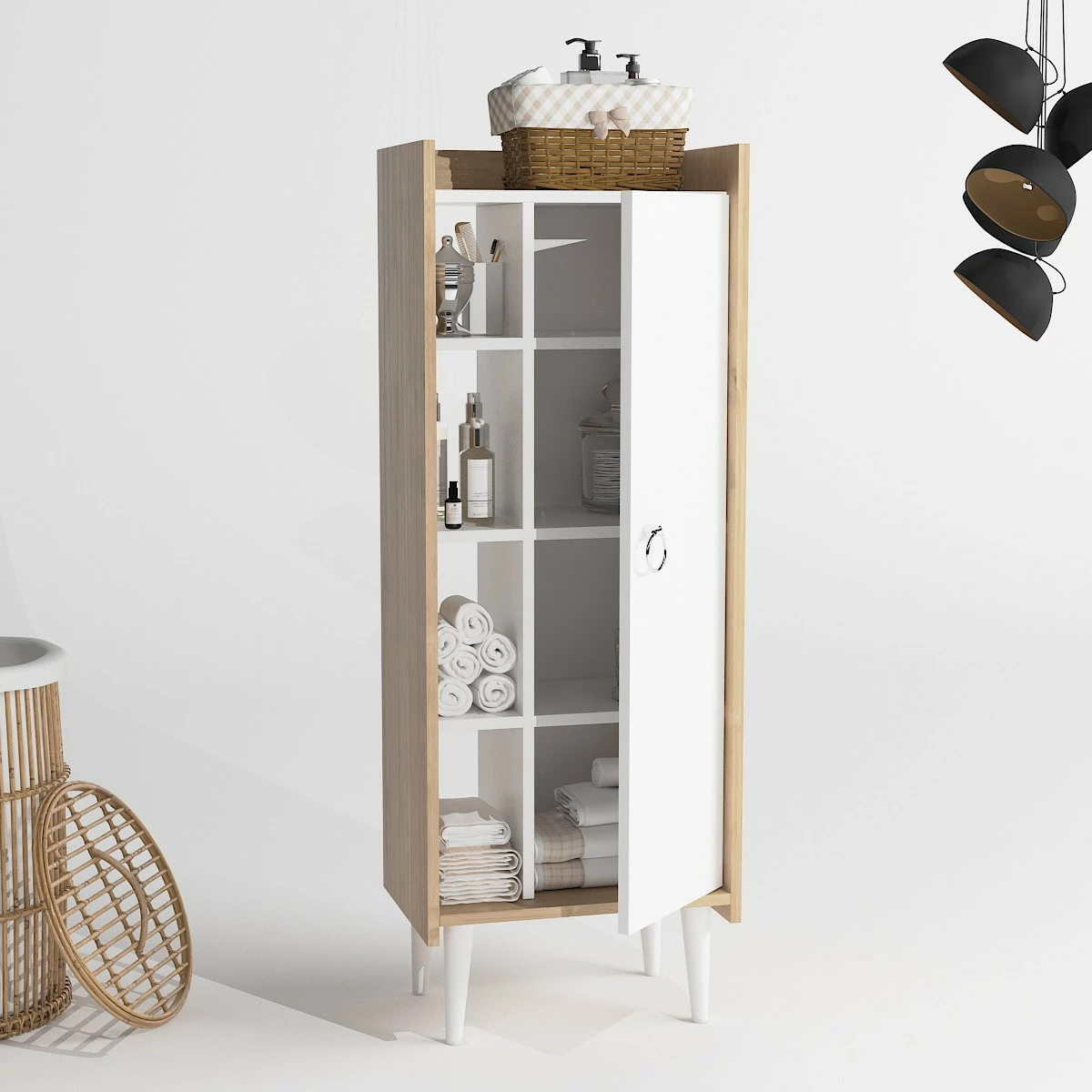 Dollap shumëpërdorimësh Hanah Home, Lagomood Ruby - lisi, e bardhë