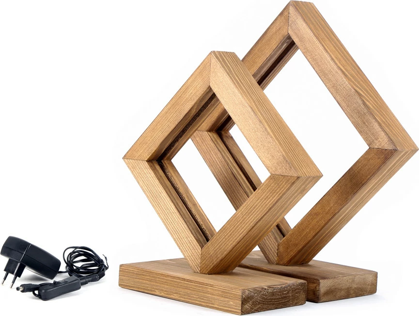 Set llamba tavoline prej druri, 2 copë, Opviq KN06