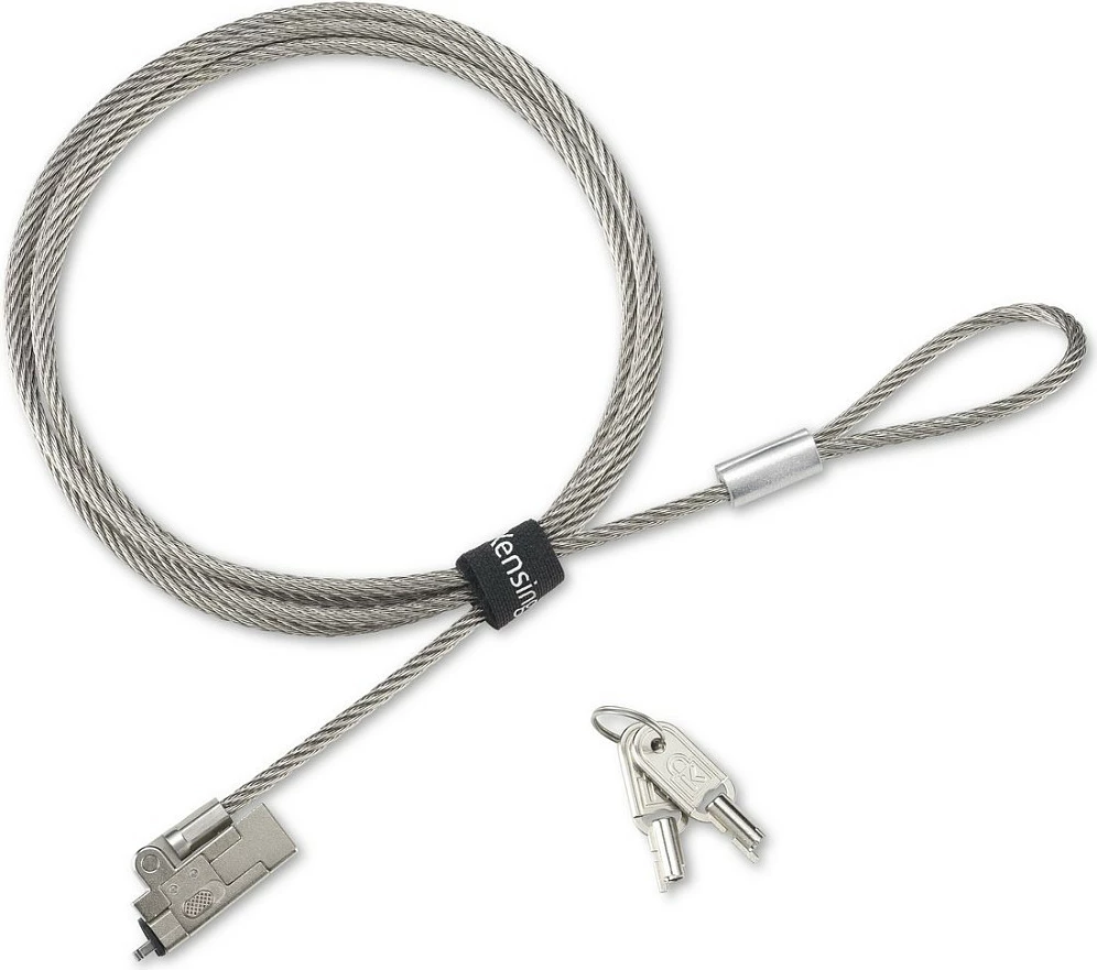 Kabëll sigurie Kensington Slim NanoSaver 2.0 EQ, 1.83m, Nano, çelës rrumbullak, çelik inox, argjendtë