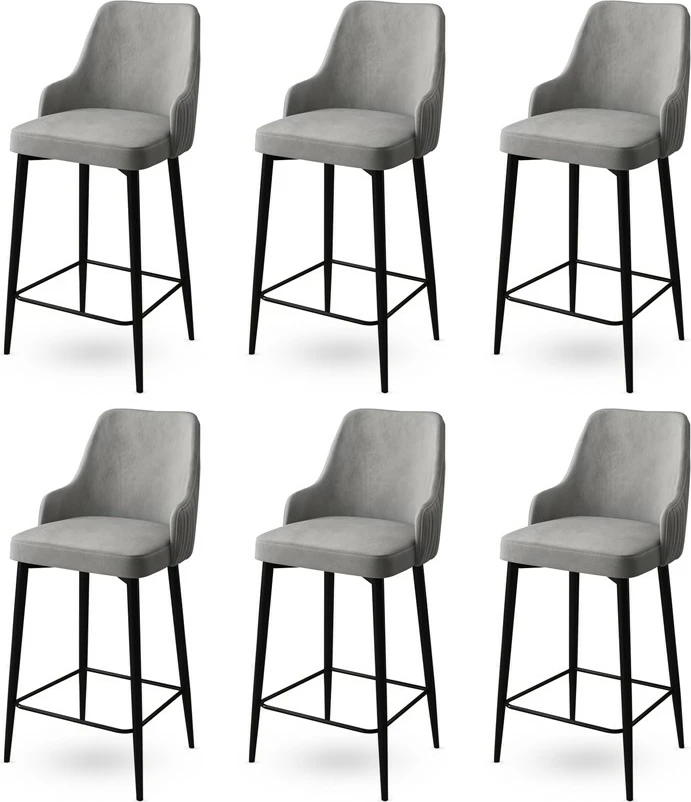 Karrige për bar, set prej 6 copësh, Hanah Home Enox, gri, e zezë