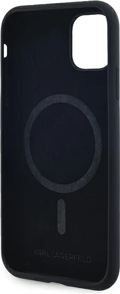 Mbështjellës Karl Lagerfeld Silicone Karl & Choupette MagSafe për iPhone 11/XR, i zi