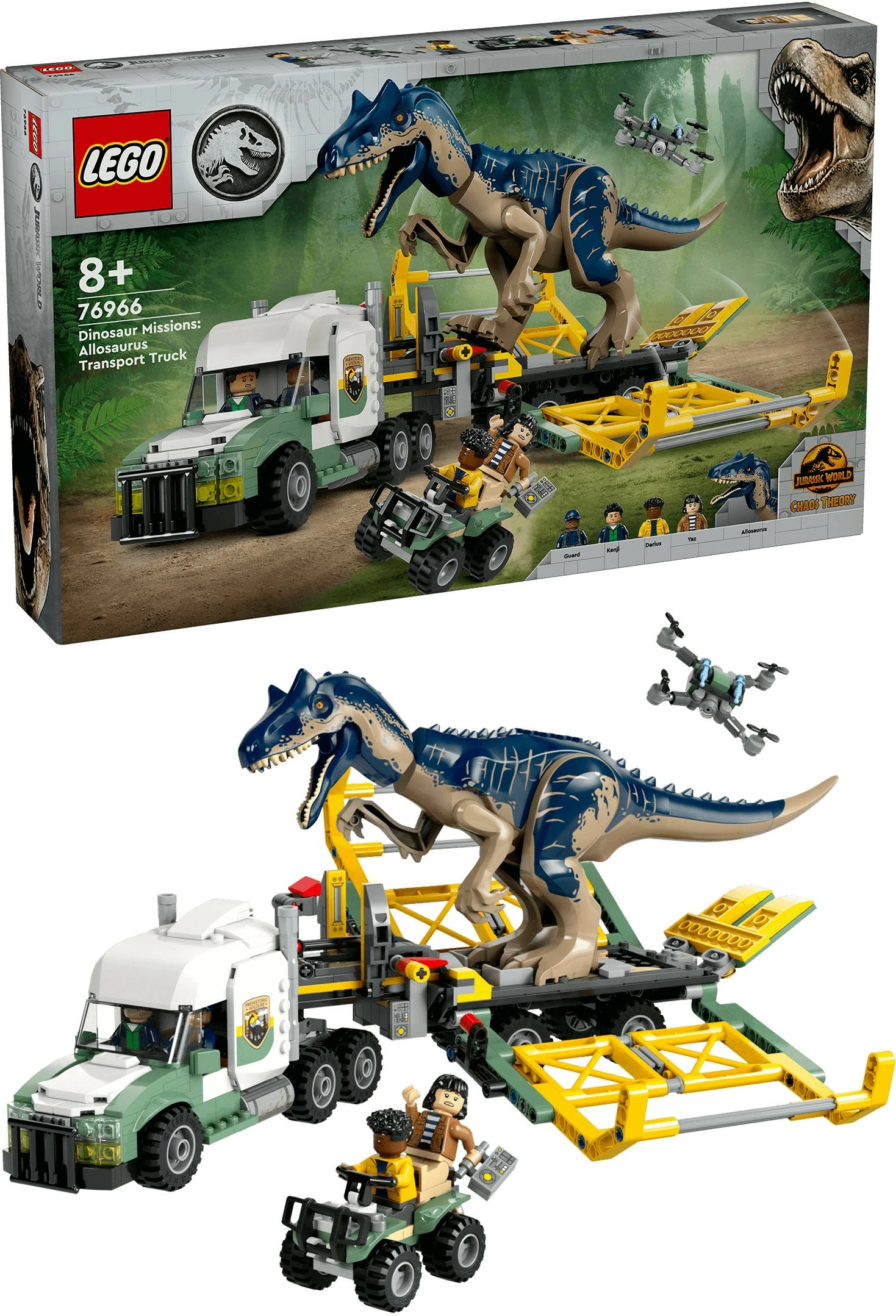 Set ndërtimi LEGO Jurassic World 76966, Allosaurus Transporter, 588 pjesë, multikolor