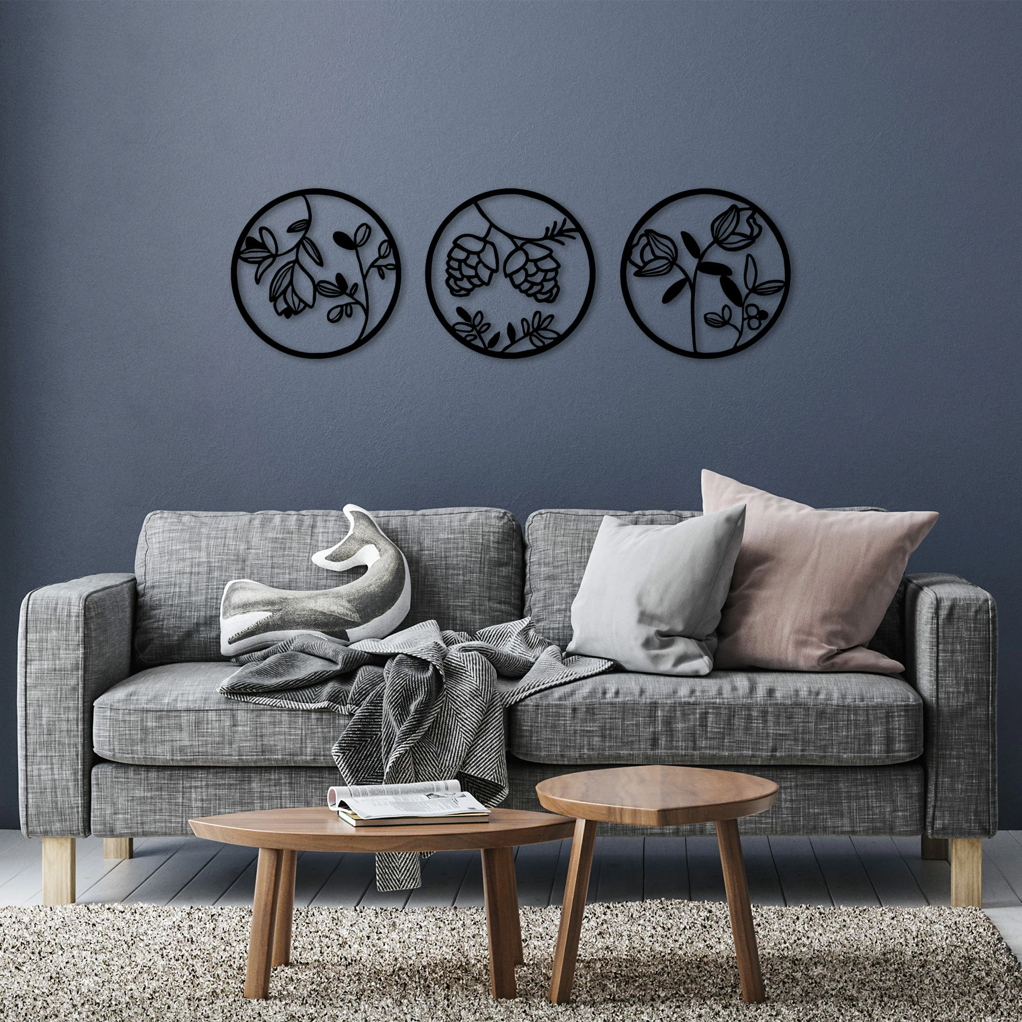 Aksesor dekorativ metalik për mur, Wallity, lule, 306 M