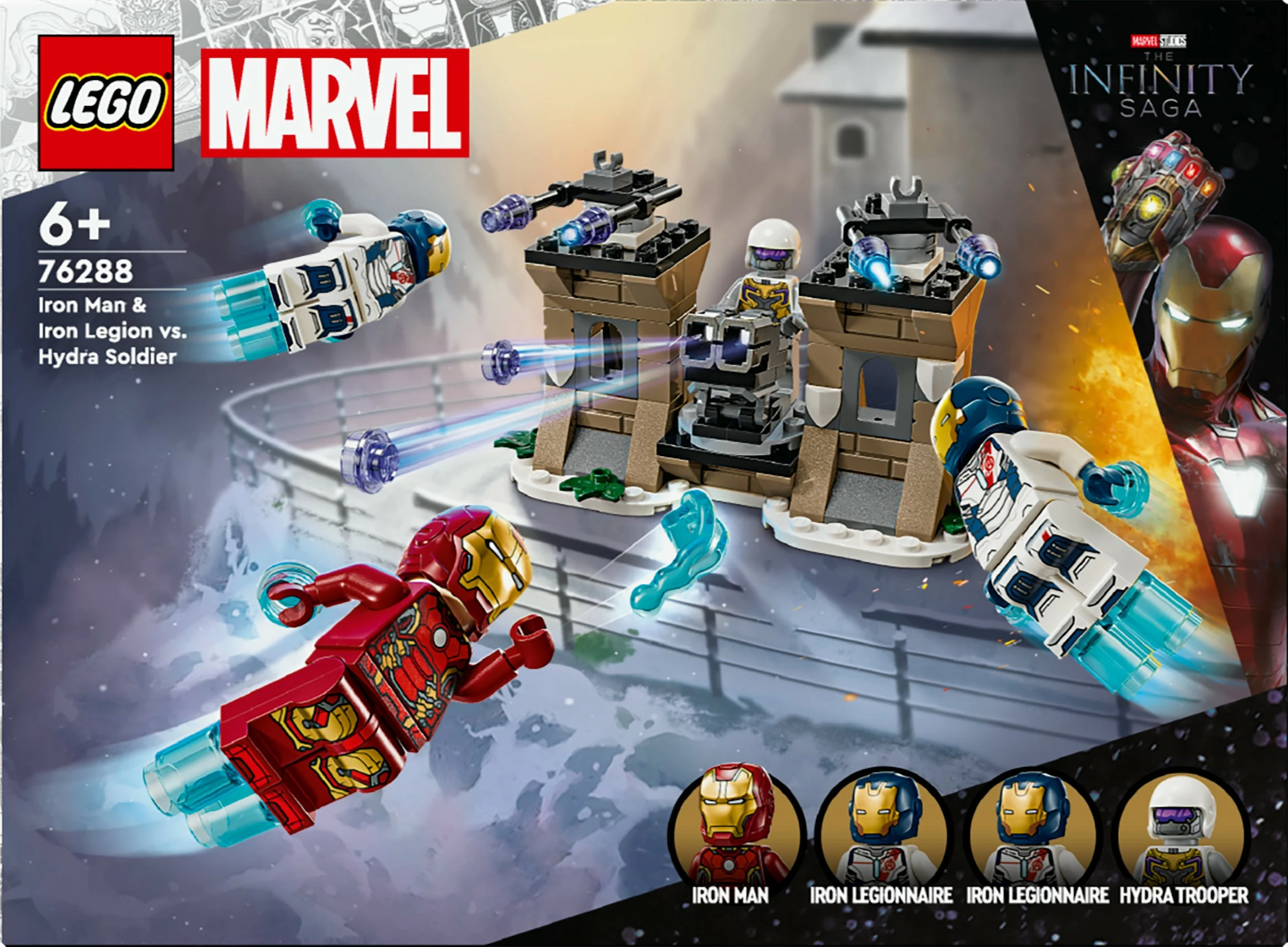 Set ndërtimi LEGO Marvel 76288 Iron Man & Iron Legion kundër HYDRA, shumëngjyrësh