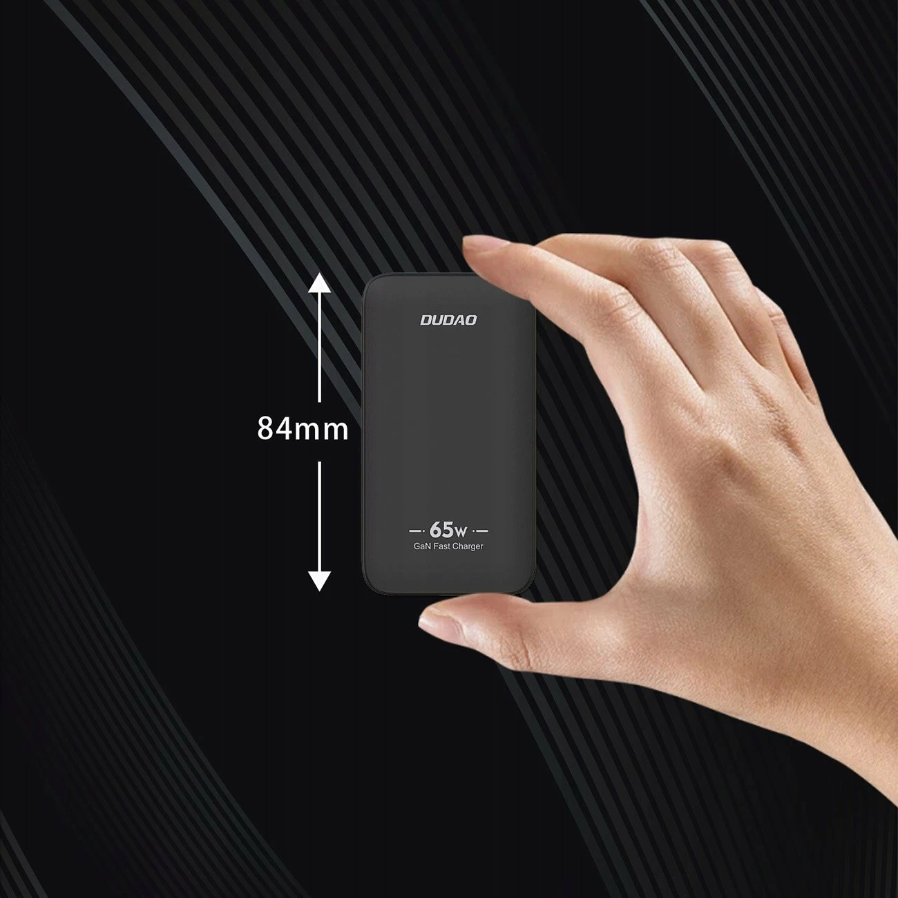 Karikues udhëtimi GaN Dudao A65Q 65W USB-A/USB-C PD, ultrathin, EU/US, i zi