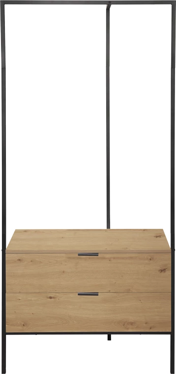 Mobilje hyrëse Keila melaminë, hije natyrale, metal i zi, 85x45x190cm