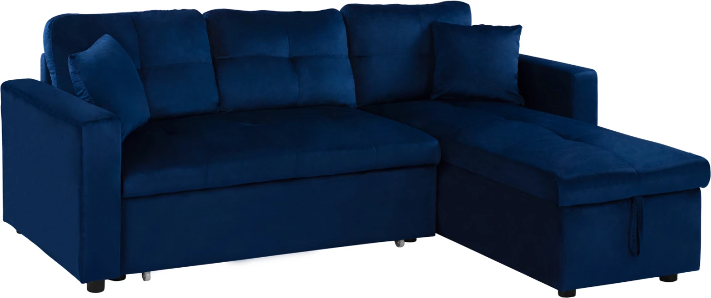 Divan qoshe që bëhet shtrat Wayne 224x147x85 FH3028.18 Kadife Blu