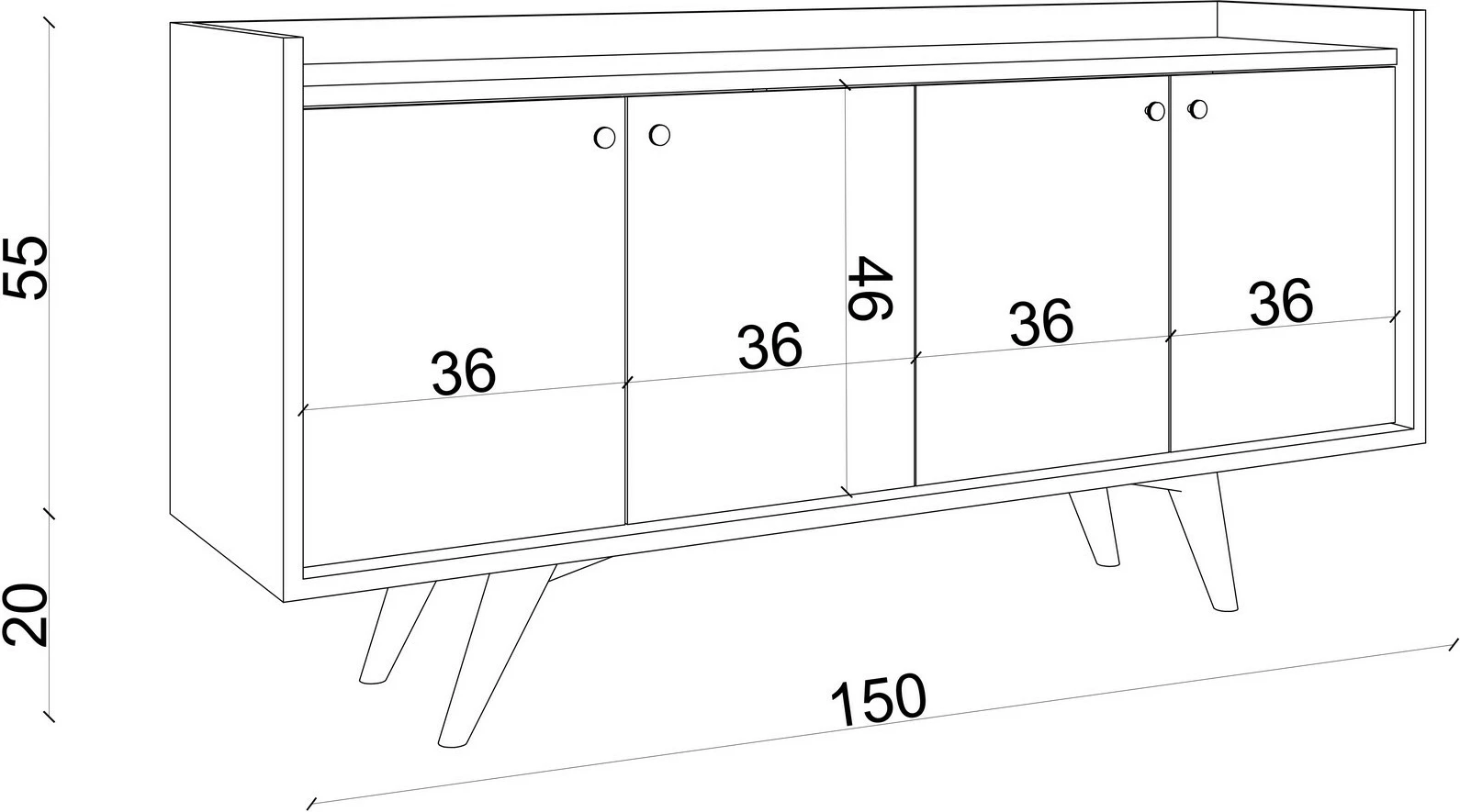 Konsolë Hanah Home, Piran, anthracite dhe lis, 150x75x40cm