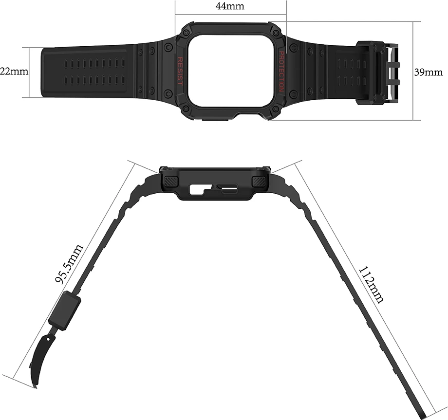 Rrip me kasë mbrojtëse për Apple Watch Hurtel, 45/44/42mm, Bardhë