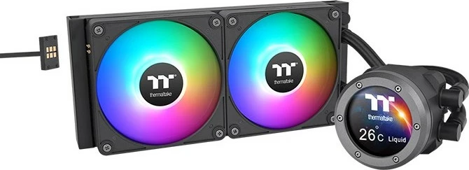 Kasë ftohëse me lëng Thermaltake TH240 V2 Ultra EX ARGB, 240mm, ekran LCD, e zezë