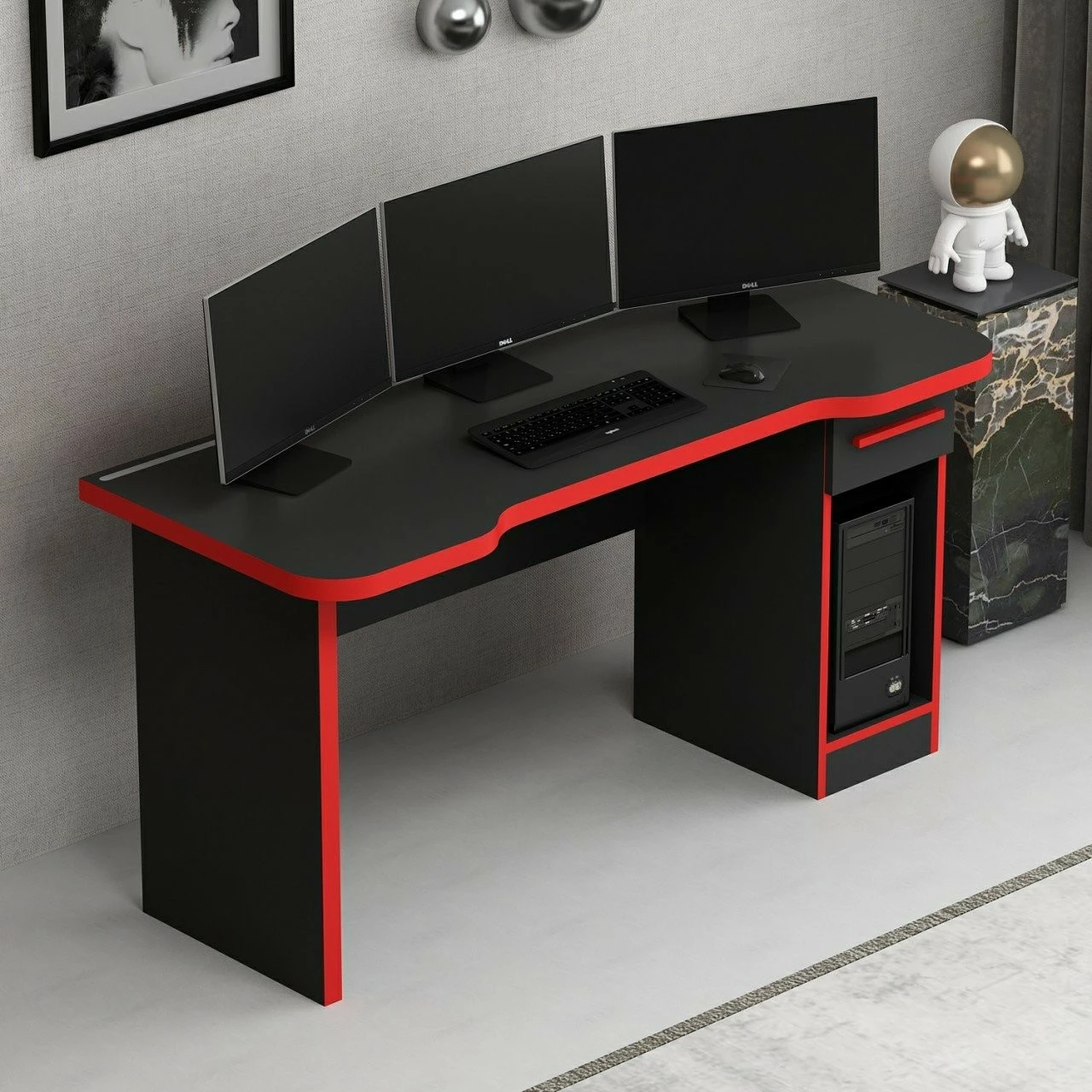 Tavolinë gaming Skye Decor, Phoenix 9, e zezë-kuqe