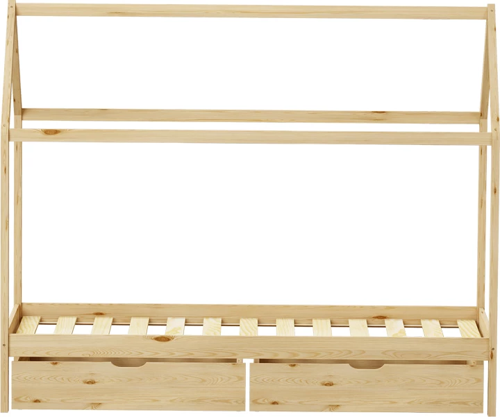 Krevat për fëmijë Mellin Montessori me 2 sirtarë, dru pishe, ngjyrë natyrale, 90x190cm