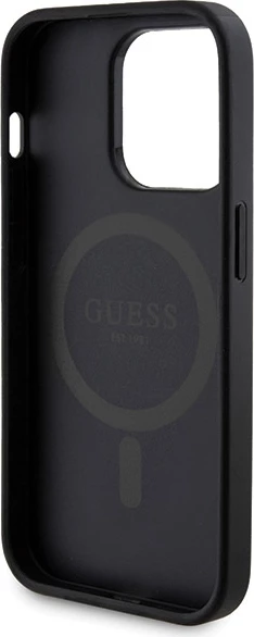 Mbështjellës Guess 4G Metal Logo me powerbank MagSafe 5000mAh për iPhone 14 Pro Max, Zi, Set