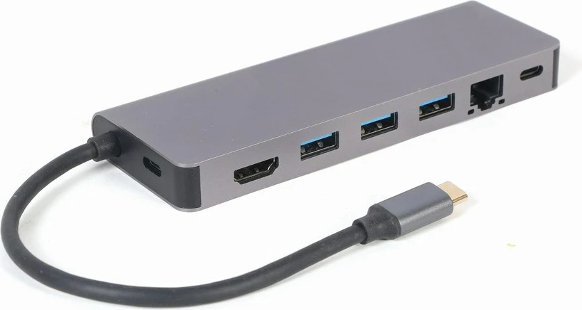 Përshtatës USB, Gembird A-CM-COMBO5-05, 5x porte, type-C, hiri