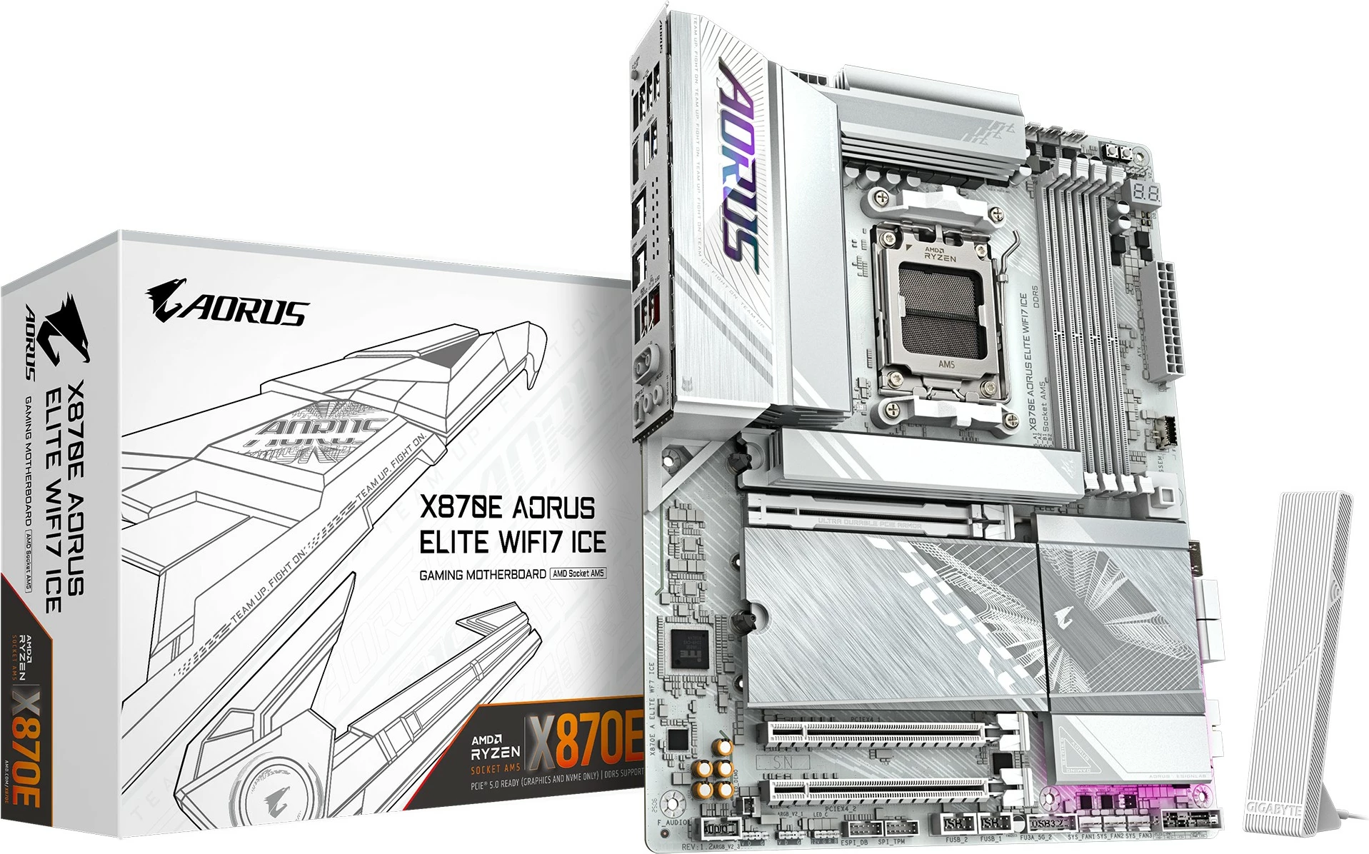 Pllakë amë Gigabyte X870E AORUS ELITE WIFI7 ICE, Socket AM5, WiFi 7, e argjendtë