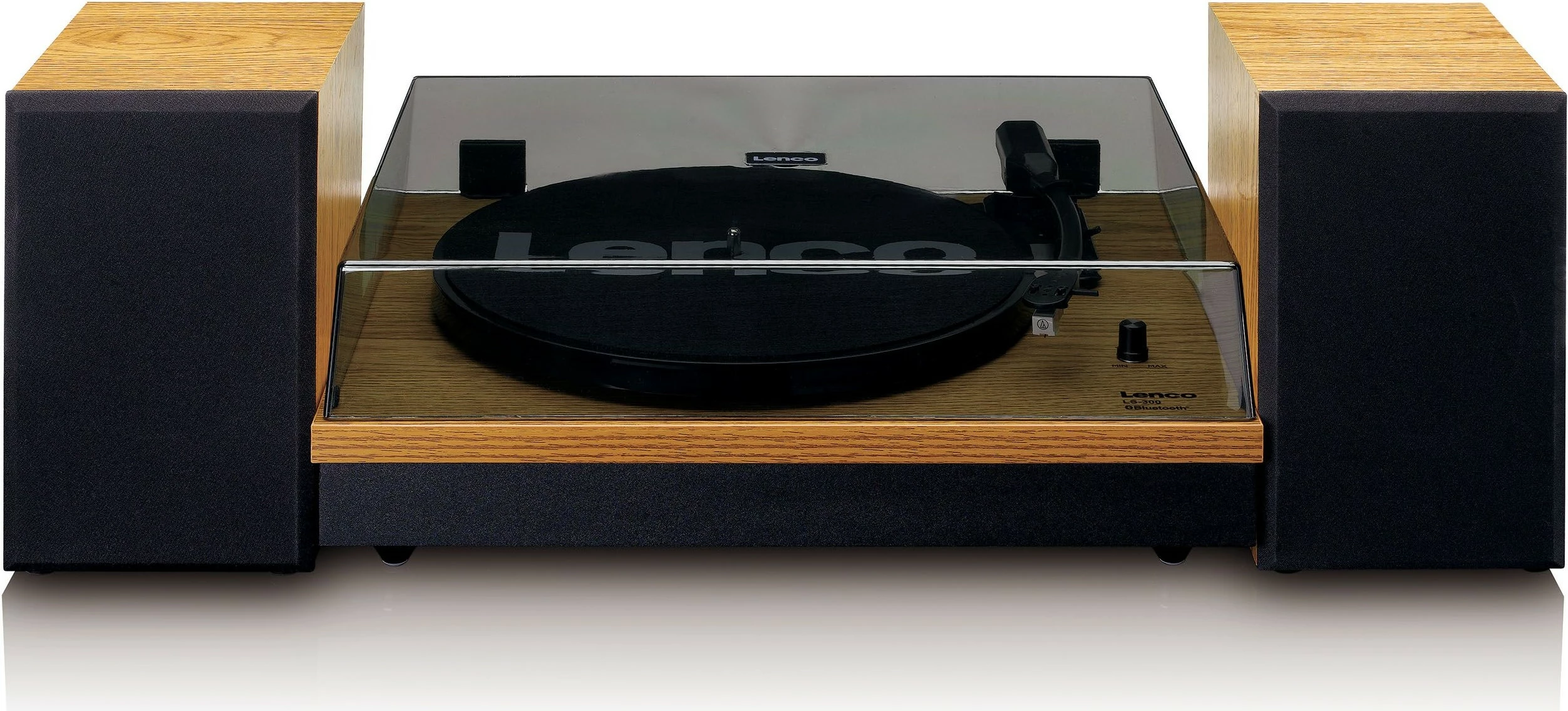 Gramafon Lenco LS-300, Bluetooth, 2 altoparlantë, druri/zi
