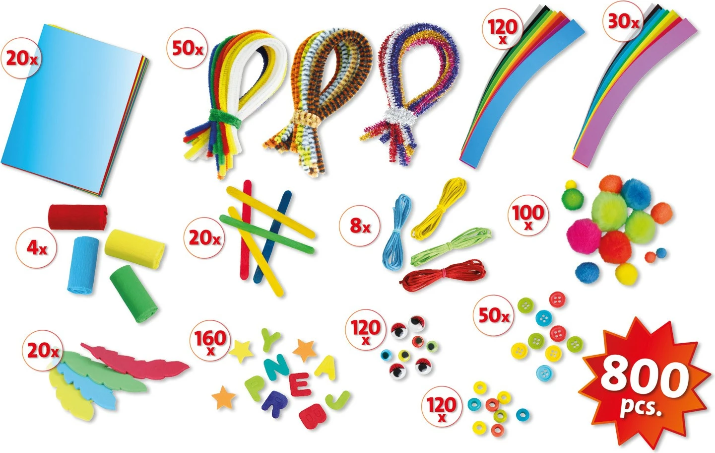 Set kreativ Lena Jumbo, 800 pjesë, shumëngjyrëshe