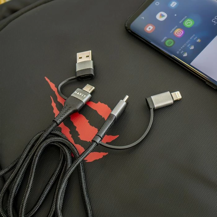 kabllo karikimi 4-në-1 HAVIT HV-CB6244, 1m, 60W PD (USB/USB-C në USB-C/Lightning)