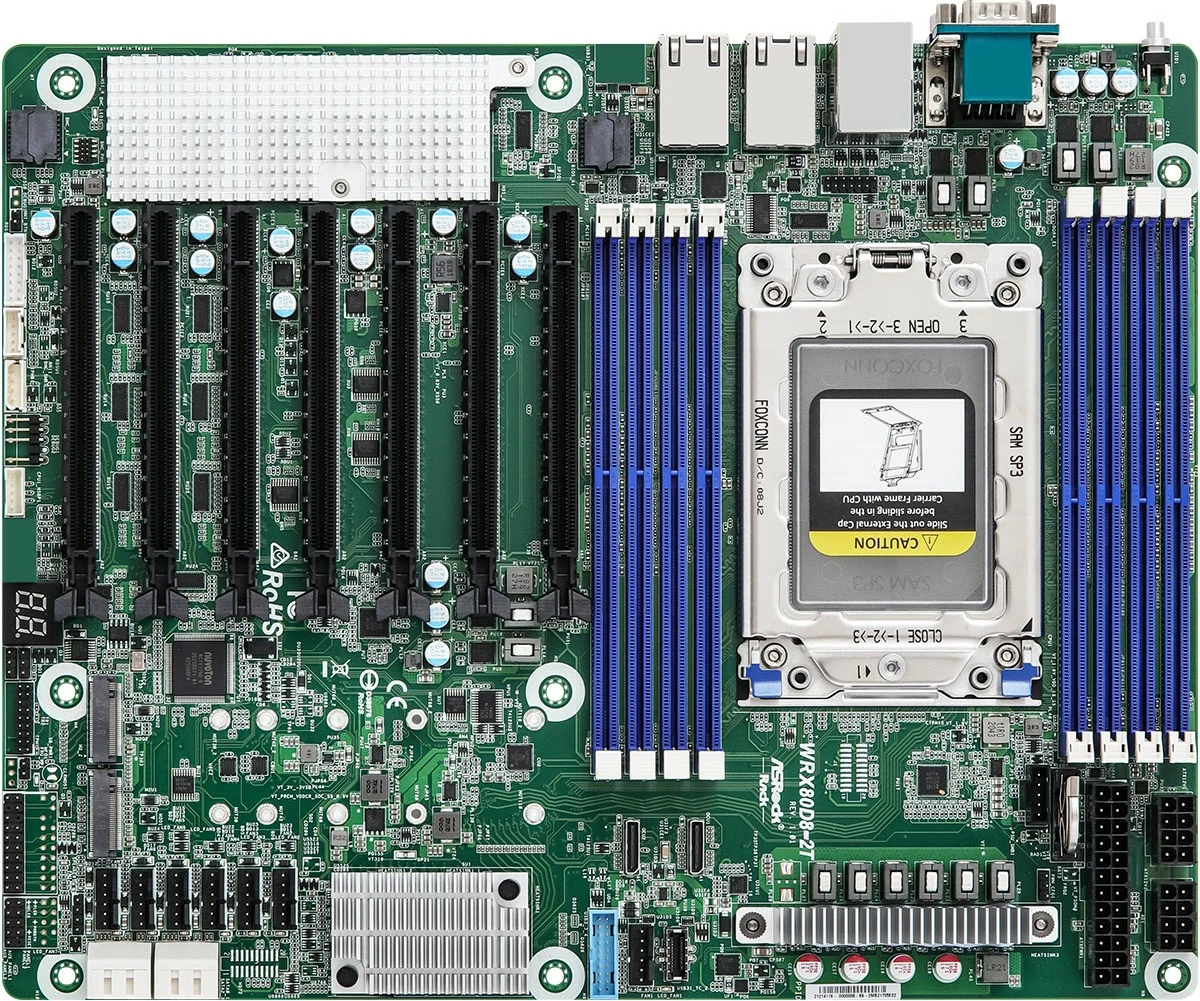 Pllakë amë ASRock WRX80D8-2T, Socket sWRX8, 8x DDR4, 7x PCIe x16, 3x LAN