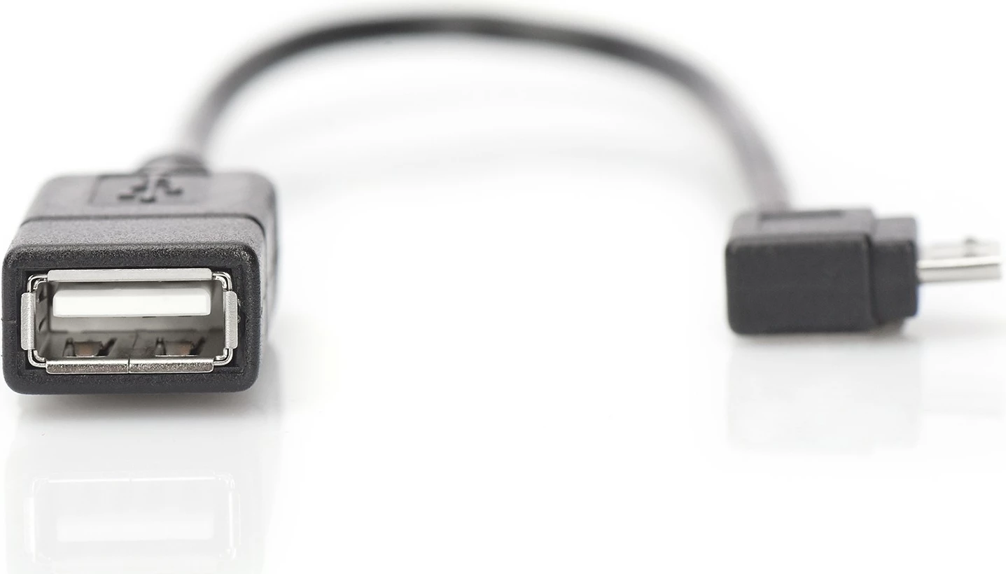 Adapter USB OTG Digitus, micro USB B në USB A, 0.15m, zi