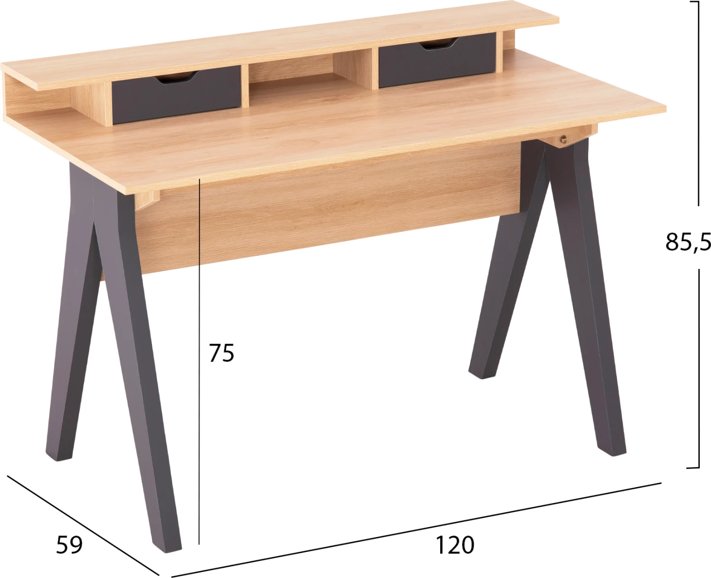 Sipërfaqe Tavoline REXIN FH18290 melamine, ngjyrë sonama-gri, 120x19-59x75-85.5H cm