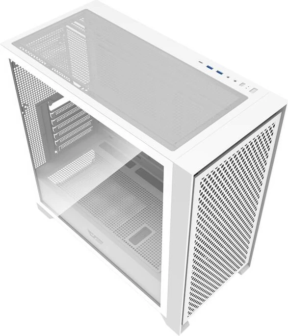 Kasë Darkflash DRX90 Mesh, Mid Tower, 4 ventilatorë RGB, xham i temperuar, e bardhë