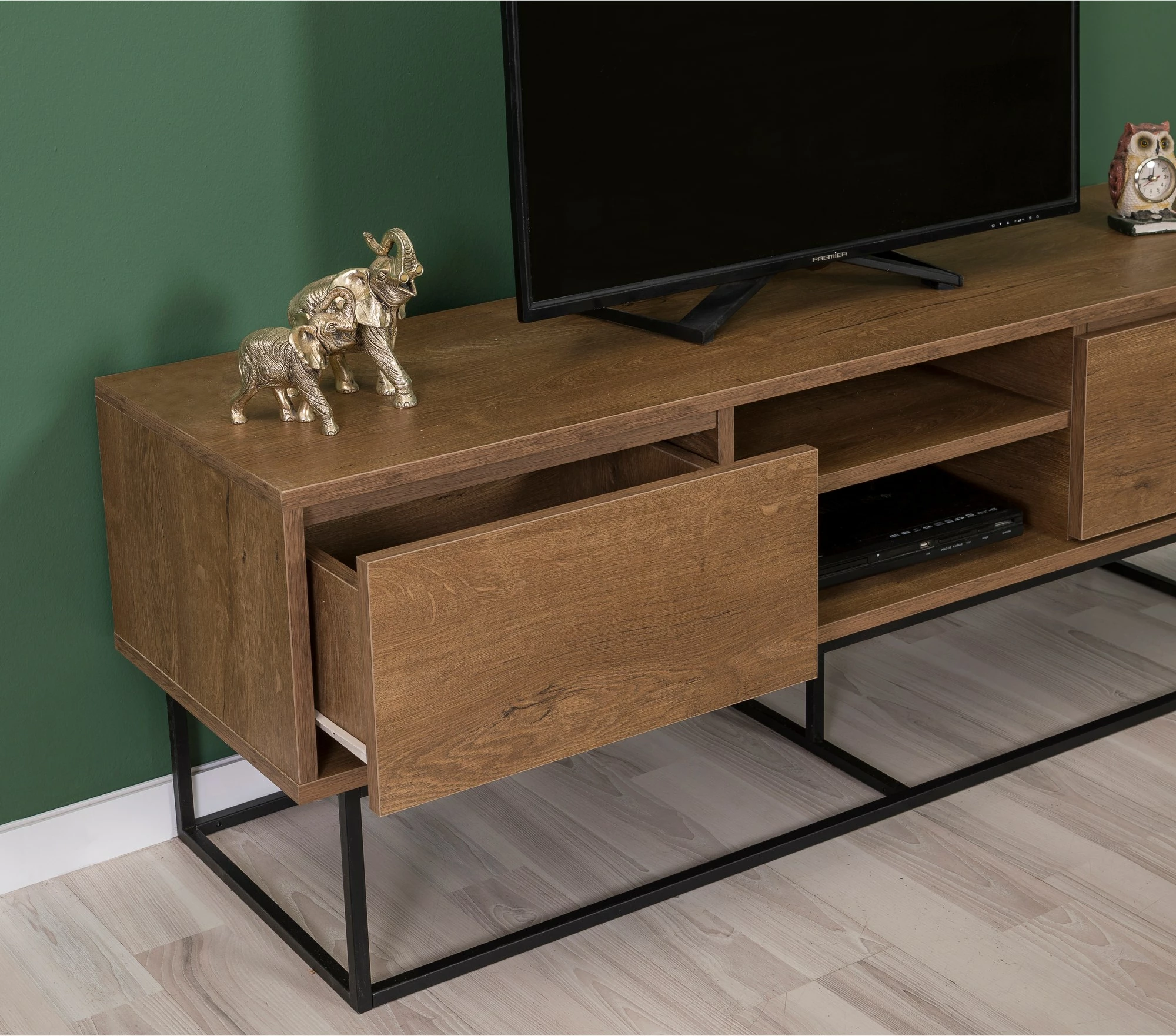 Set mobiljesh për dhomë dite Skye Decor, Laxus Takım 2, ngjyrë arrë dhe e zezë