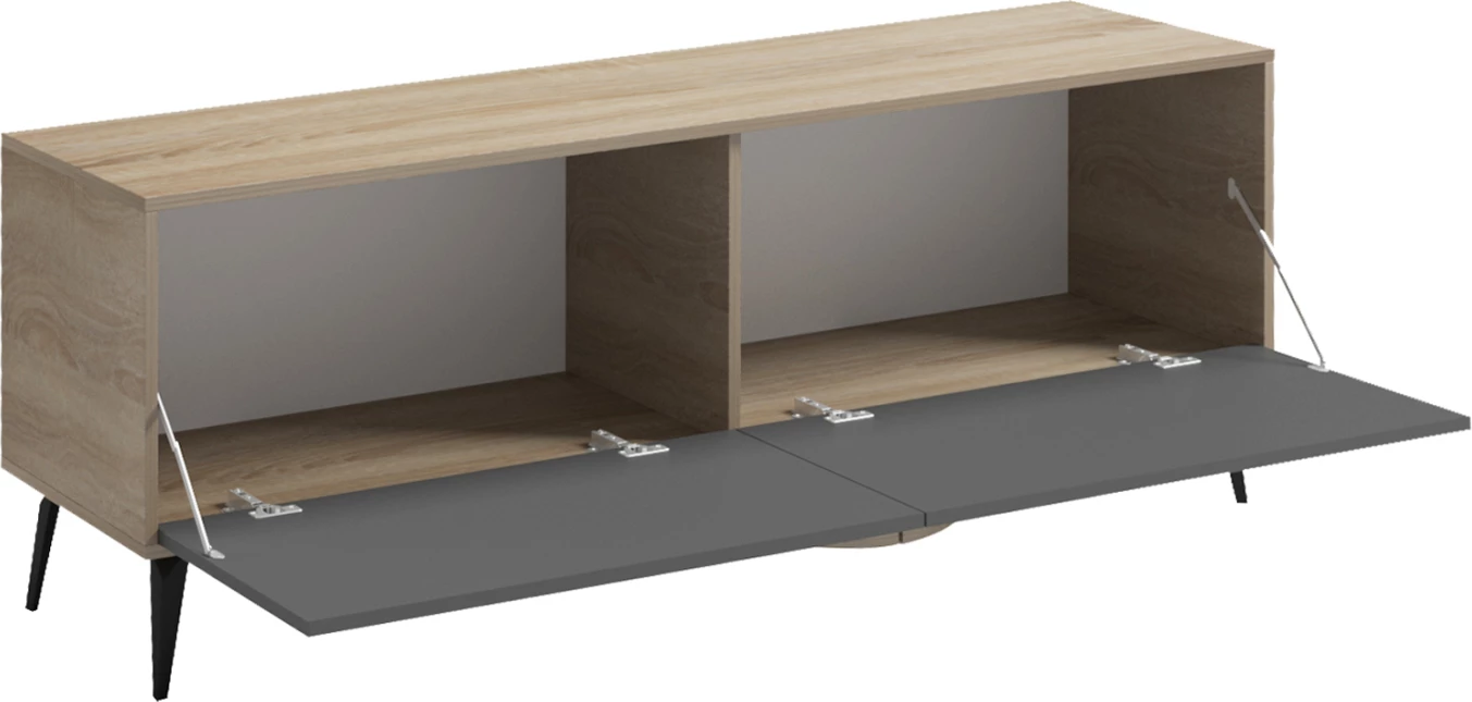 Komodë TV SAVORE, melaminë, sonama/gri, 140x35.5x51cm